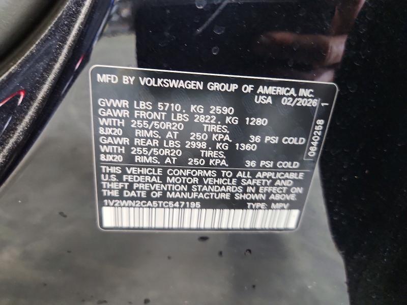 65027316 :رقم المزاد ، 1V2WN2CA5TC547195 vin ، 2026 Volkswagen Atlas مزاد بيع