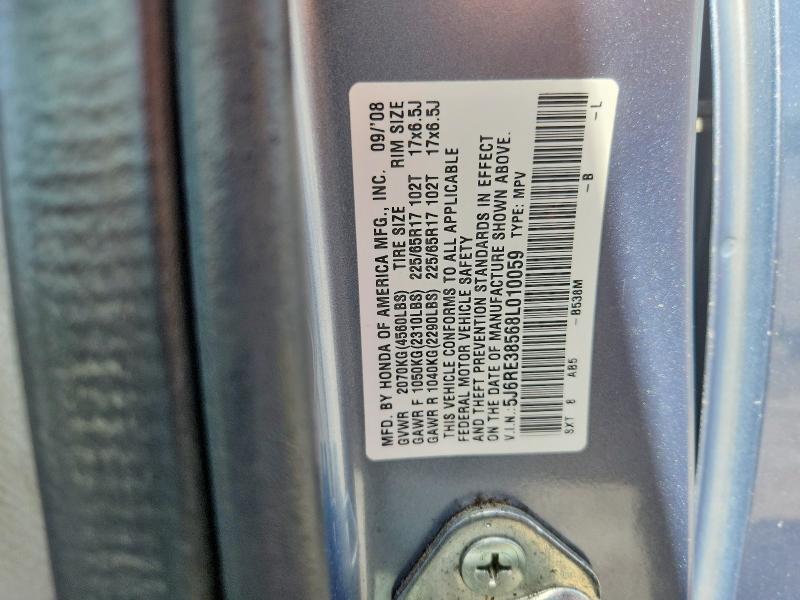 Продажа на аукционе авто 2008 Honda Cr-v, vin: 5J6RE38568L010059, номер лота: 65466976