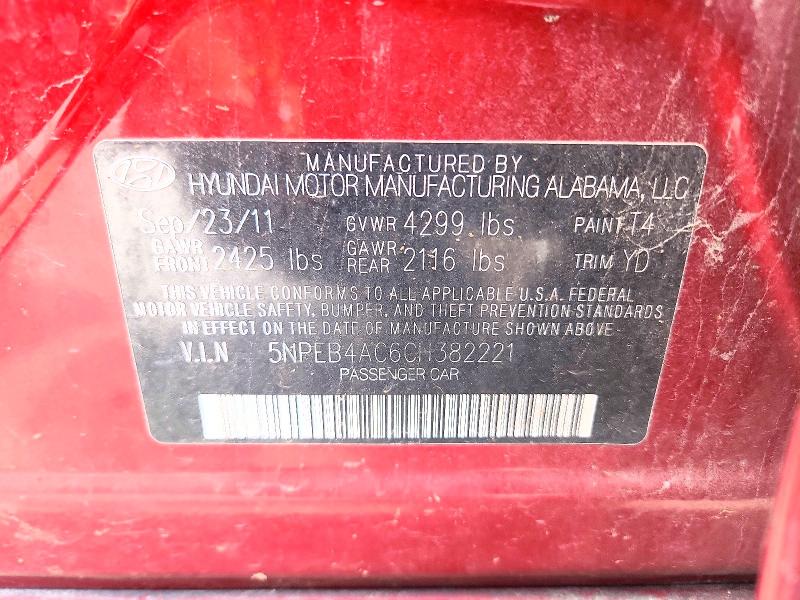 Aukcja sprzedaży 2012 Hyundai Sonata, vin: 5NPEB4AC6CH382221, numer aukcji: 64513826