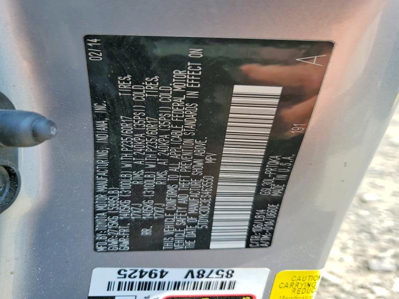 Aukcja sprzedaży 2014 Toyota Sienna, vin: 5TDYK3DC3ES463550, numer aukcji: 64284426