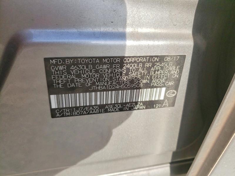 Aukcja sprzedaży 2017 Lexus Is, vin: JTHBA1D24H5059508, numer aukcji: 66051546