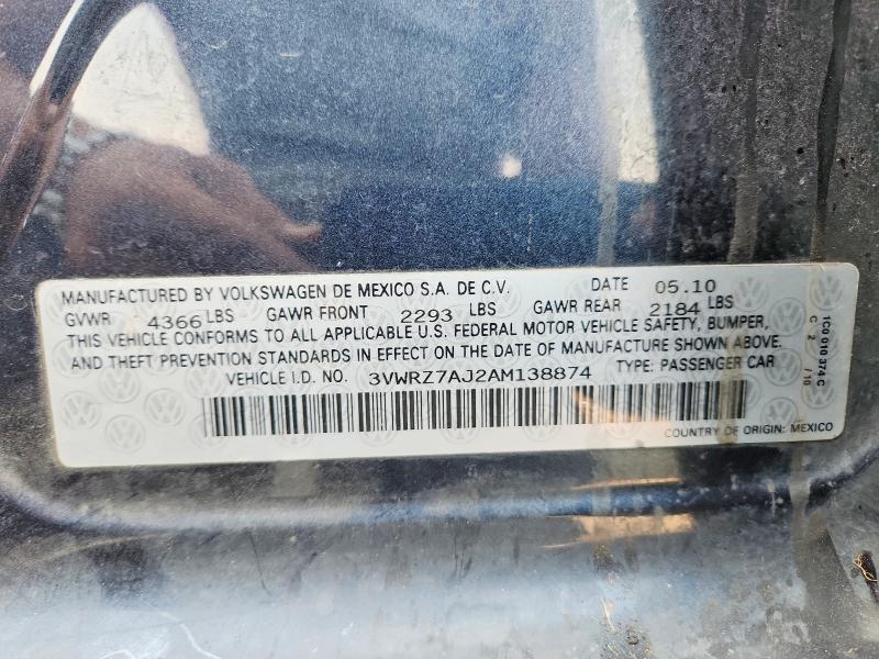 Продажа на аукционе авто 2010 Volkswagen Jetta, vin: 3VWRZ7AJ2AM138874, номер лота: 62966286