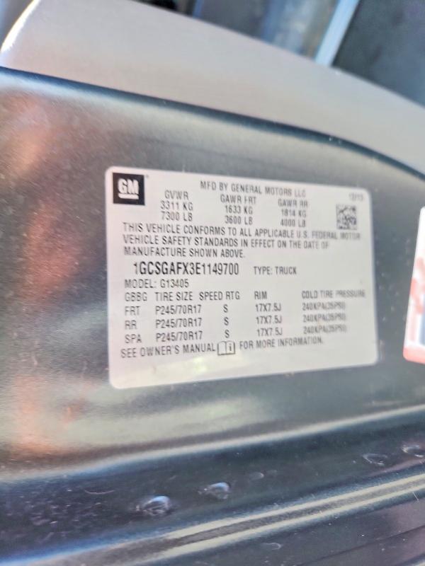 Aukcja sprzedaży 2014 Chevrolet Express G1500, vin: 1GCSGAFX3E1149700, numer aukcji: 65255806