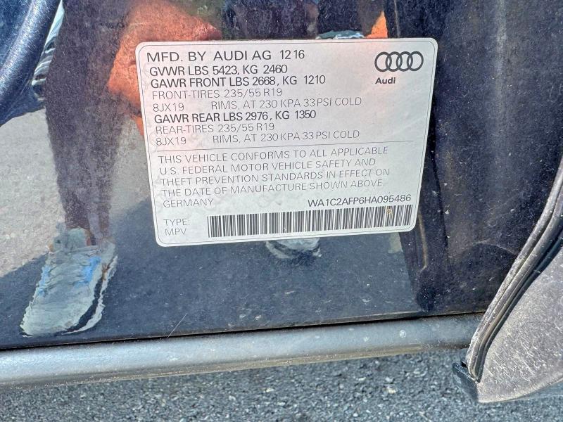 Продаж на аукціоні авто 2017 Audi Q5, vin: WA1C2AFP6HA095486, номер лоту: 61450476