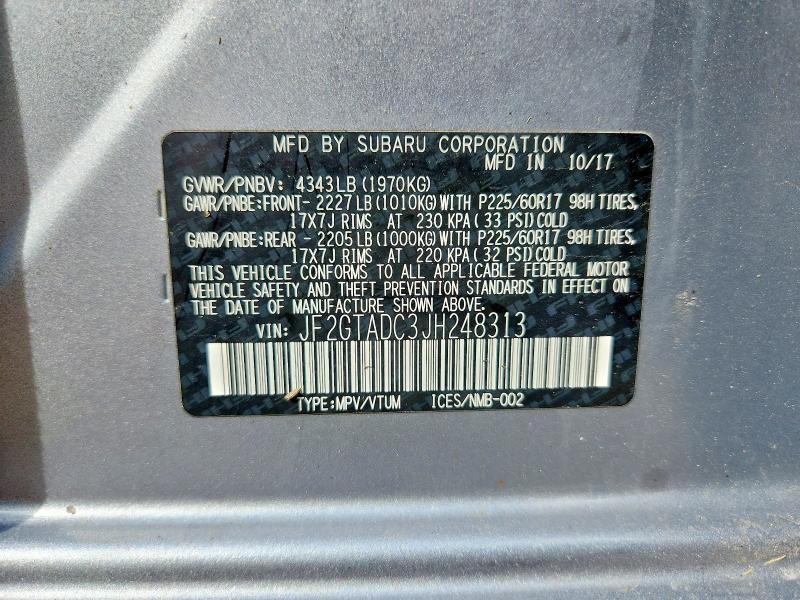 Aukcja sprzedaży 2018 Subaru Crosstrek, vin: JF2GTADC3JH248313, numer aukcji: 65720756