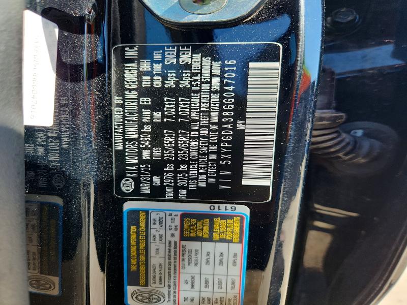 Aukcja sprzedaży 2016 Kia Sorento, vin: 5XYPGDA38GG047016, numer aukcji: 66226626