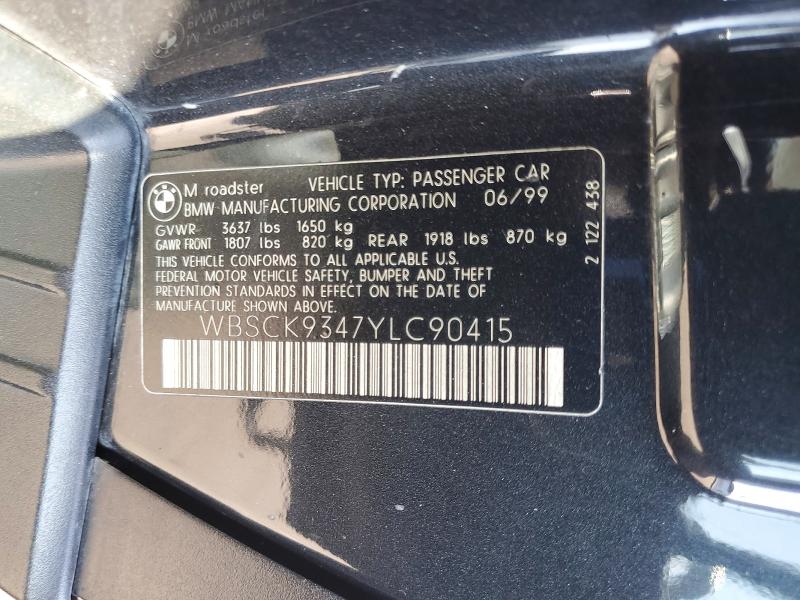 2000 Bmw M მანქანა იყიდება აუქციონზე, vin: WBSCK9347YLC90415, აუქციონის ნომერი: 63029466