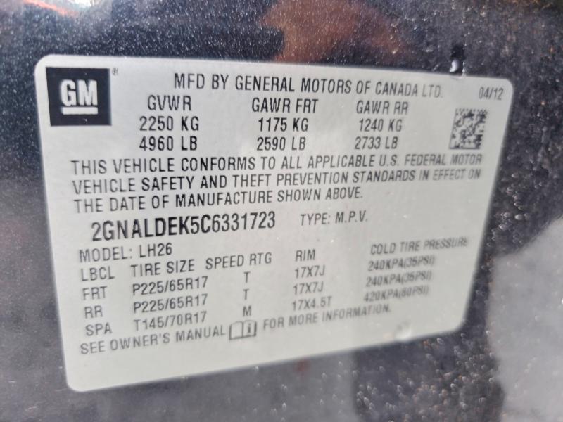 Auction sale of the 2012 Chevrolet Equinox, vin: 2GNALDEK5C6331723, lot number: 63438176