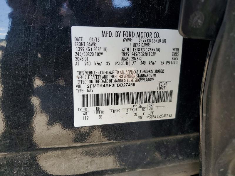 Продажа на аукционе авто 2015 Ford Edge, vin: 2FMTK4AP3FBB27466, номер лота: 67012206
