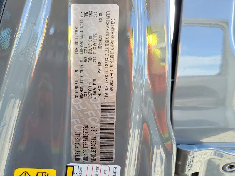 2021 Jeep Gladiator მანქანა იყიდება აუქციონზე, vin: 1C6JJTEG8ML567254, აუქციონის ნომერი: 65715376