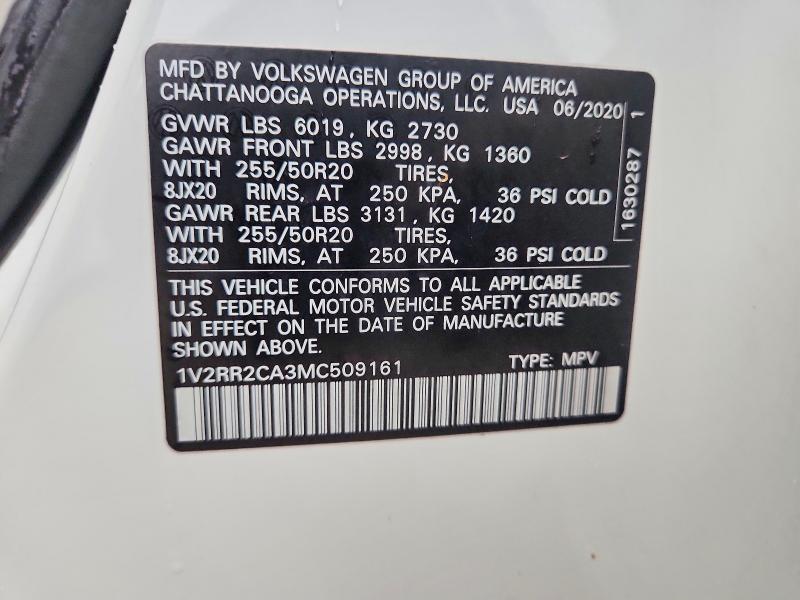 Продаж на аукціоні авто 2021 Volkswagen Atlas, vin: 1V2RR2CA3MC509161, номер лоту: 64842026