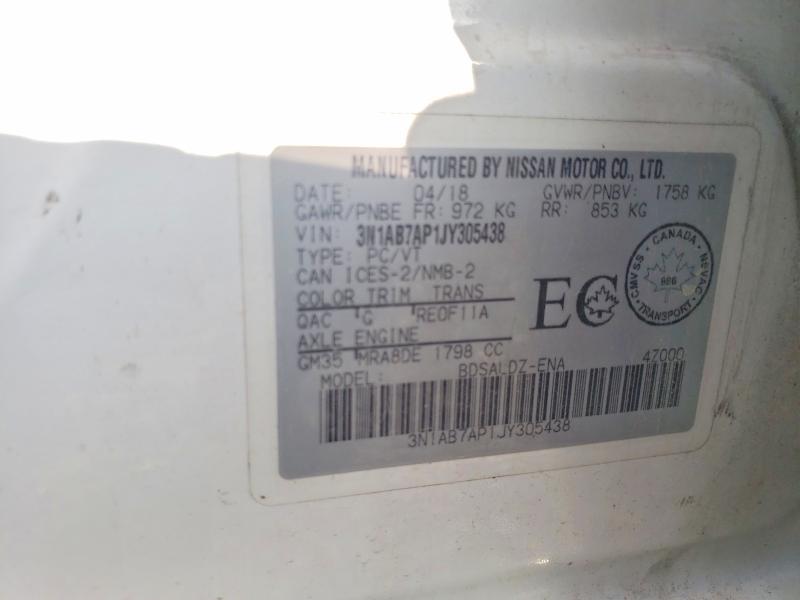 65084136 :رقم المزاد ، 3N1AB7AP1JY305438 vin ، 2018 Nissan Sentra مزاد بيع