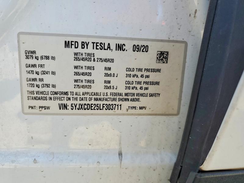 Aukcja sprzedaży 2020 Tesla Model X, vin: 5YJXCDE25LF303711, numer aukcji: 63690786