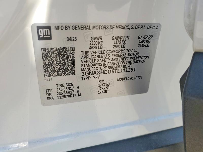 65569716 :رقم المزاد ، 3GNAXHEG6TL111381 vin ، 2026 Chevrolet Equinox مزاد بيع