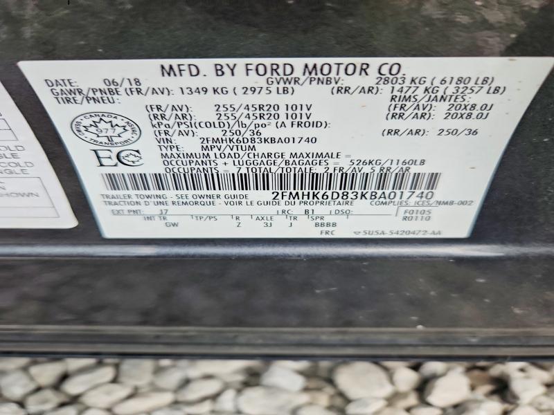 67193566 :رقم المزاد ، 2FMHK6D83KBA01740 vin ، 2019 Ford Flex مزاد بيع