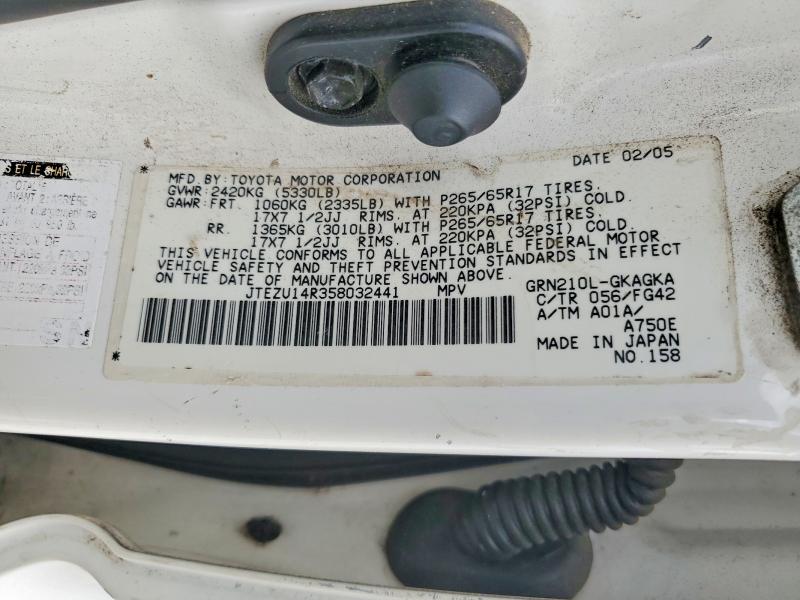Aukcja sprzedaży 2005 Toyota 4runner, vin: JTEZU14R358032441, numer aukcji: 66801256