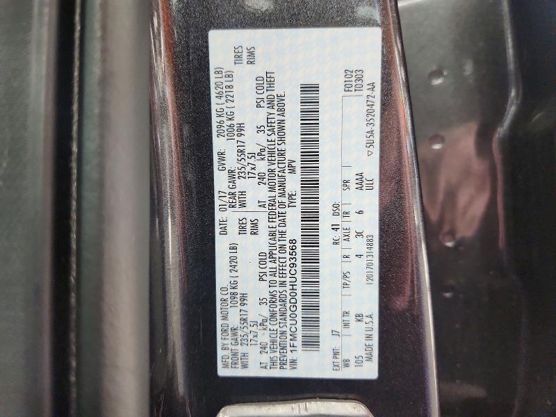 Aukcja sprzedaży 2017 Ford Escape, vin: 1FMCU0GD0HUC93568, numer aukcji: 65878266