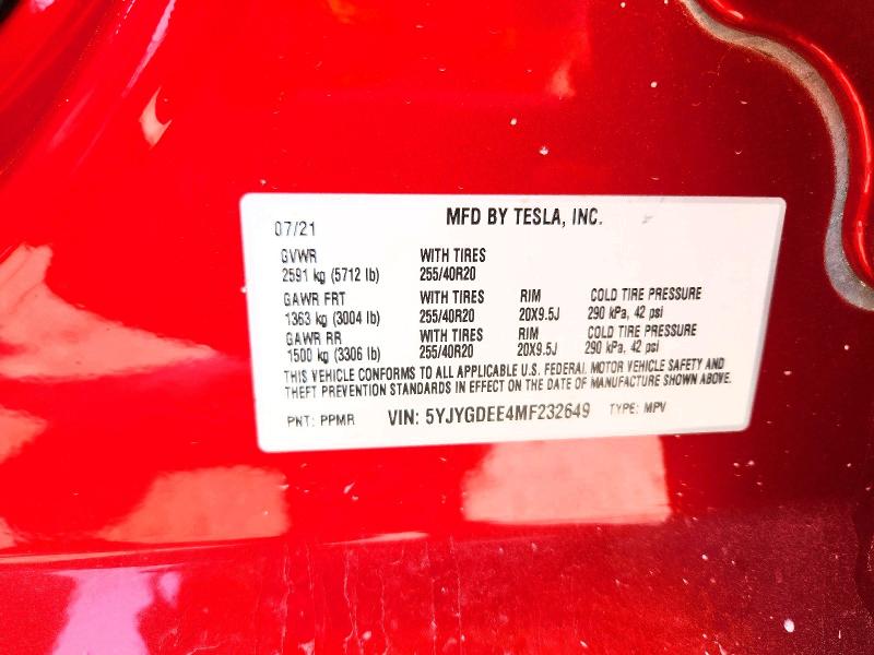 Продаж на аукціоні авто 2021 Tesla Model Y, vin: 5YJYGDEE4MF232649, номер лоту: 64074586