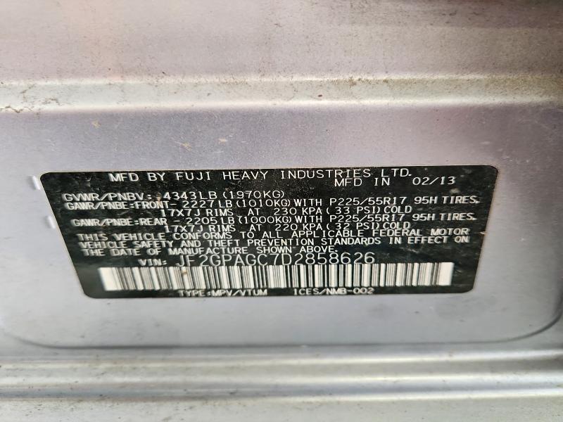 Aukcja sprzedaży 2013 Subaru Xv Crosstrek, vin: JF2GPAGC7D2858626, numer aukcji: 64611836