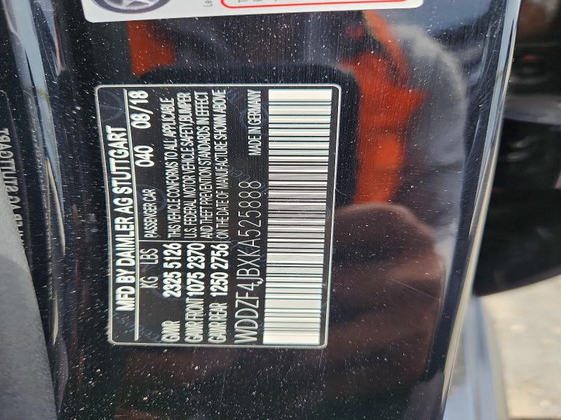 2019 Mercedes-benz E მანქანა იყიდება აუქციონზე, vin: WDDZF4JBXKA525888, აუქციონის ნომერი: 64034276