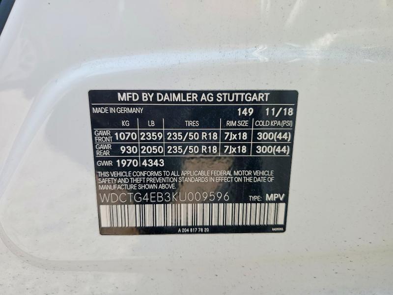 Продаж на аукціоні авто 2019 Mercedes-benz Gla, vin: WDCTG4EB3KU009596, номер лоту: 64602186