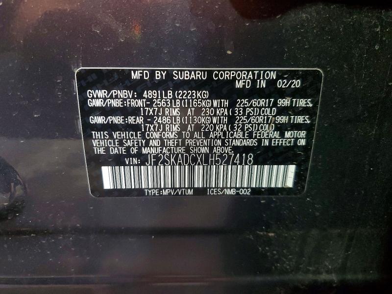 Aukcja sprzedaży 2020 Subaru Forester, vin: JF2SKADCXLH527418, numer aukcji: 65435516
