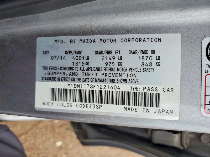 64693486 :رقم المزاد ، JM1BM1T78F1221604 vin ، 2015 Mazda 3 مزاد بيع