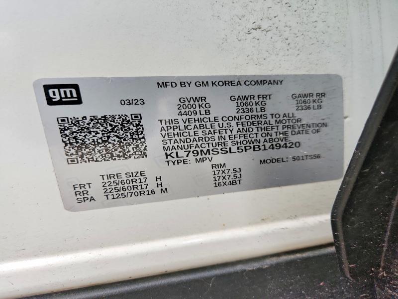 2023 Chevrolet Trailblazer მანქანა იყიდება აუქციონზე, vin: KL79MSSL5PB149420, აუქციონის ნომერი: 65797366