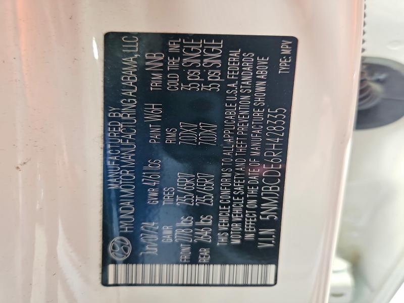 2024 Hyundai Tucson მანქანა იყიდება აუქციონზე, vin: 5NMJBCDE6RH428335, აუქციონის ნომერი: 63560076