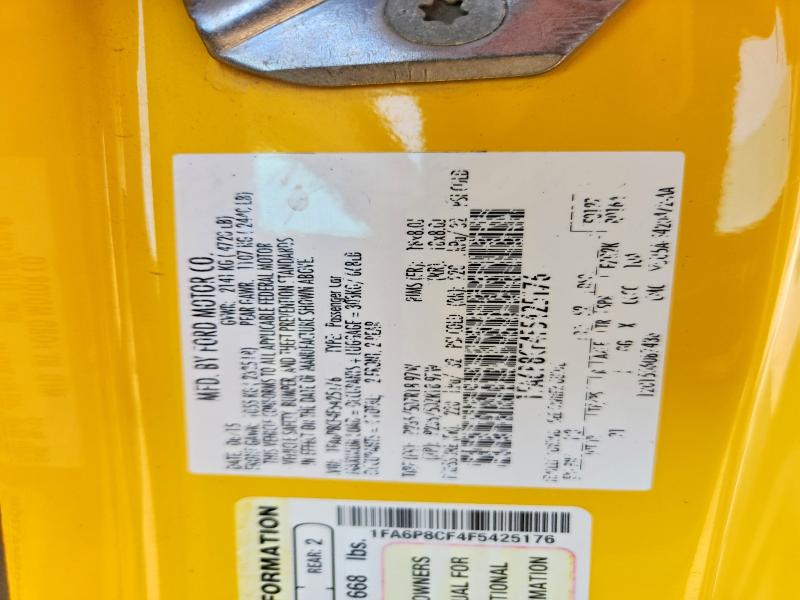 Aukcja sprzedaży 2015 Ford Mustang, vin: 1FA6P8CF4F5425176, numer aukcji: 63667816
