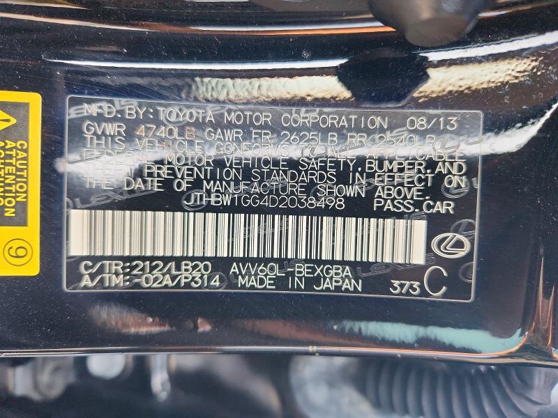 Aukcja sprzedaży 2013 Lexus Es, vin: JTHBW1GG4D2038498, numer aukcji: 65545966