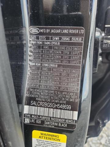 Продаж на аукціоні авто 2016 Land Rover Discovery Sport, vin: SALCR2BG5GH548699, номер лоту: 62709986