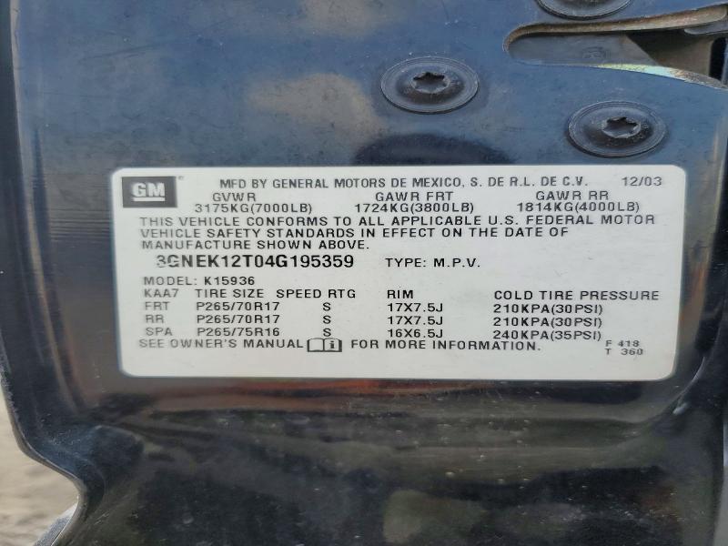 Продаж на аукціоні авто 2004 Chevrolet Avalanche, vin: 3GNEK12T04G195359, номер лоту: 63799496