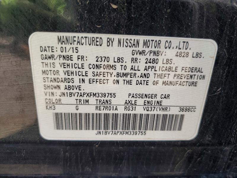 65266306 :رقم المزاد ، JN1BV7APXFM339755 vin ، 2015 Infiniti Q50 مزاد بيع
