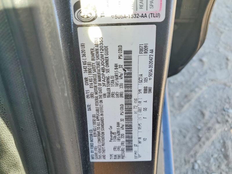 64984286 :رقم المزاد ، 3FADP4BJ0GM120355 vin ، 2016 Ford Fiesta مزاد بيع