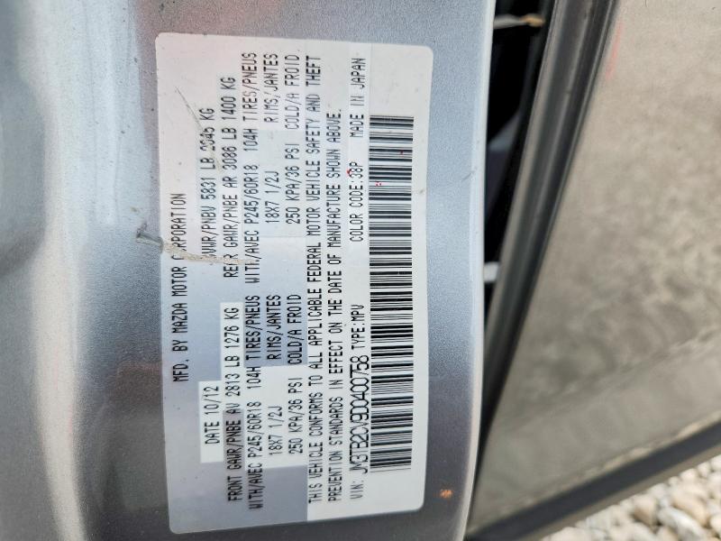 65266846 :رقم المزاد ، JM3TB2CV9D0400758 vin ، 2013 Mazda Cx-9 مزاد بيع