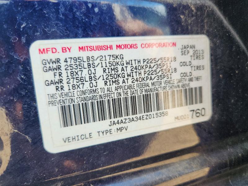 Продажа на аукционе авто 2014 Mitsubishi Outlander, vin: JA4AZ3A34EZ015358, номер лота: 64606996