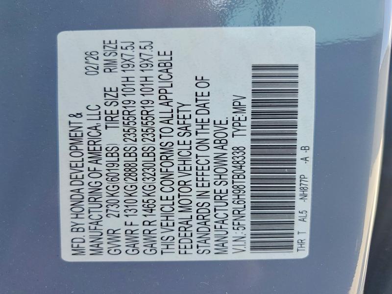 Продаж на аукціоні авто 2026 Honda Odyssey, vin: 5FNRL6H98TB048338, номер лоту: 65670916