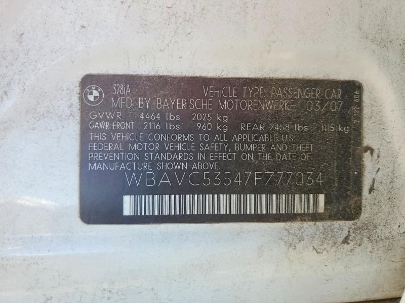 Aukcja sprzedaży 2007 Bmw 328, vin: WBAVC53547FZ77034, numer aukcji: 65572906