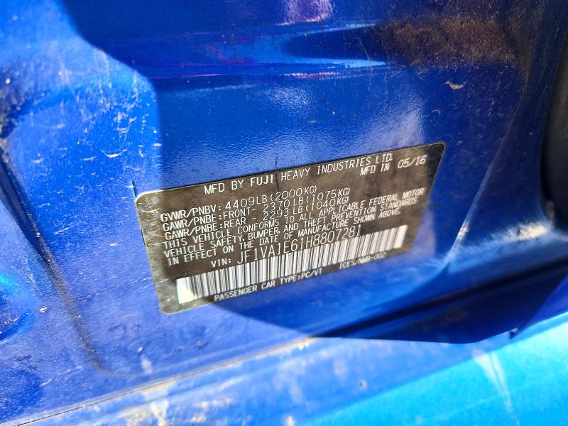 66555466 :رقم المزاد ، JF1VA1E61H8807281 vin ، 2017 Subaru Wrx مزاد بيع