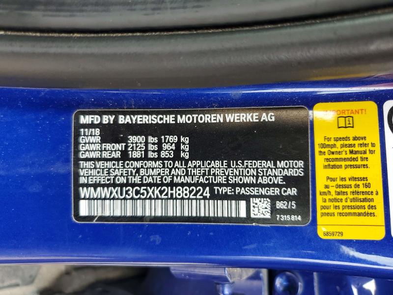 Aukcja sprzedaży 2019 Mini Cooper, vin: WMWXU3C5XK2H88224, numer aukcji: 64566606