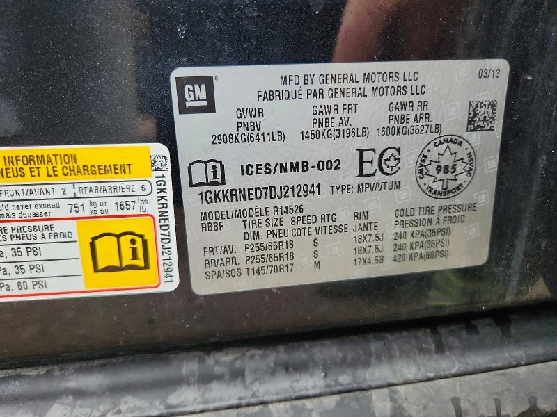 Продажа на аукционе авто 2013 Gmc Acadia, vin: 1GKKRNED7DJ212941, номер лота: 65630796