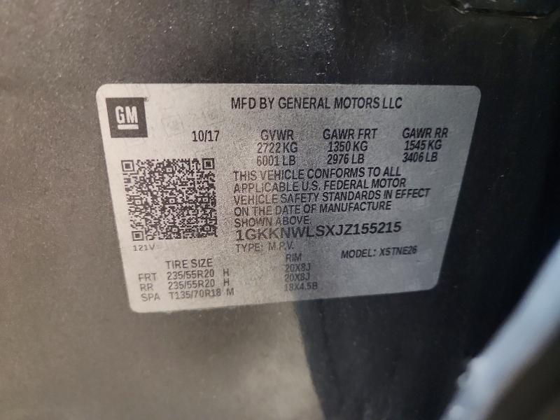 Продаж на аукціоні авто 2018 Gmc Acadia, vin: 1GKKNWLSXJZ155215, номер лоту: 64367496