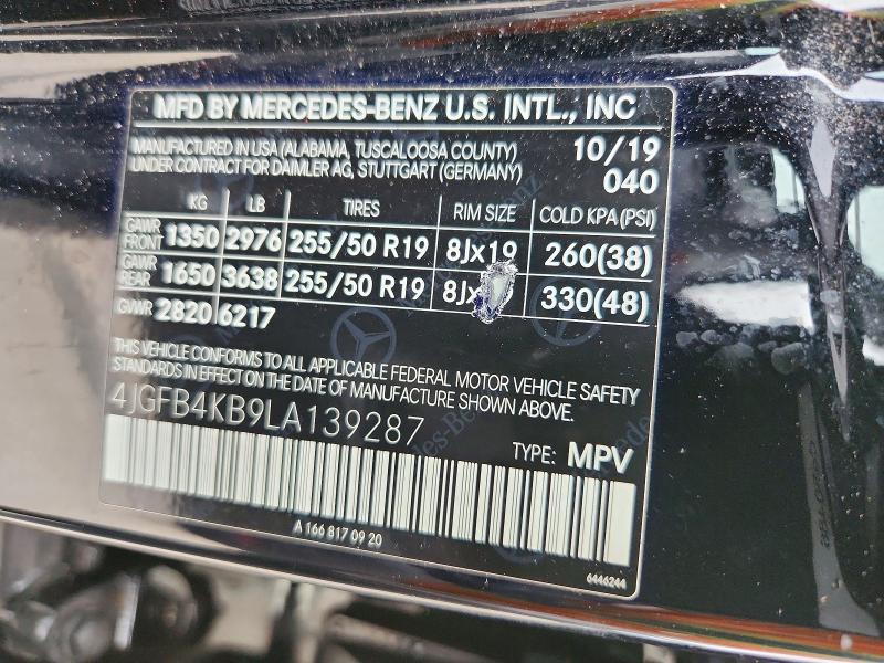 Aukcja sprzedaży 2020 Mercedes-benz Gle, vin: 4JGFB4KB9LA139287, numer aukcji: 64679596