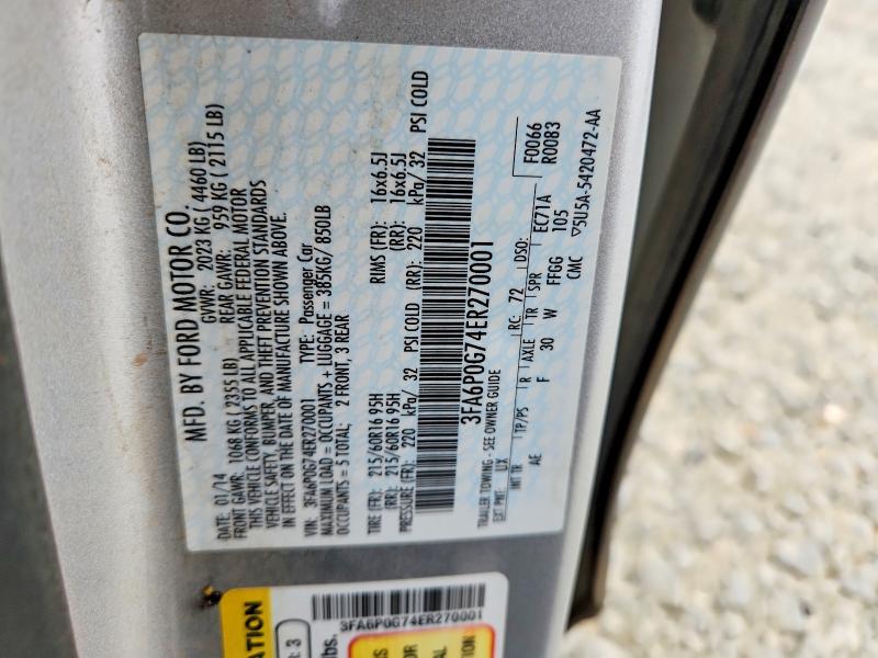 Aukcja sprzedaży 2014 Ford Fusion, vin: 3FA6P0G74ER270001, numer aukcji: 63644516