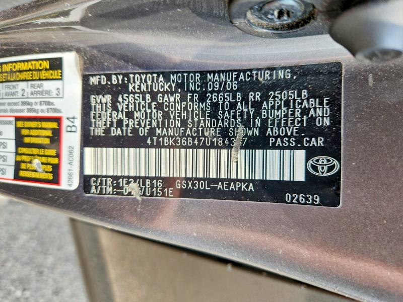 Продаж на аукціоні авто 2007 Toyota Avalon, vin: 4T1BK36B47U184337, номер лоту: 64541436