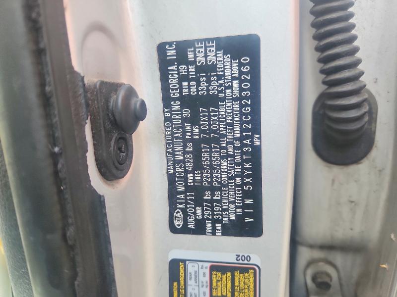 64413316 :رقم المزاد ، 5XYKT3A12CG230260 vin ، 2012 Kia Sorento مزاد بيع