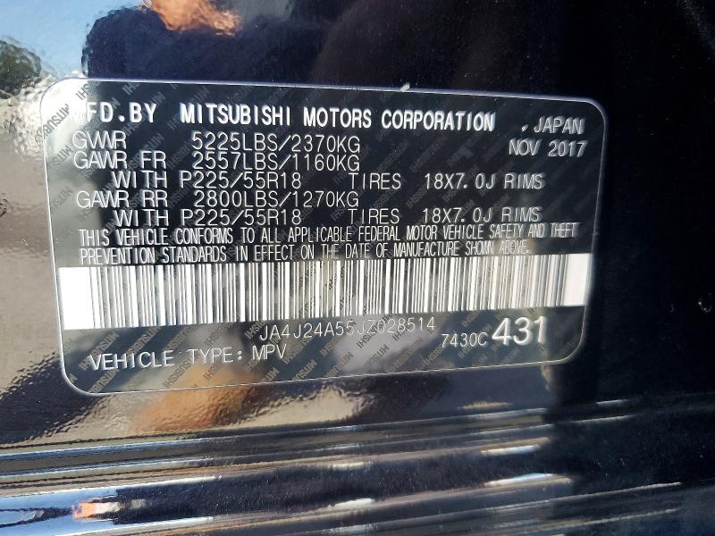 63883146 :رقم المزاد ، JA4J24A55JZ028514 vin ، 2018 Mitsubishi Outlander مزاد بيع