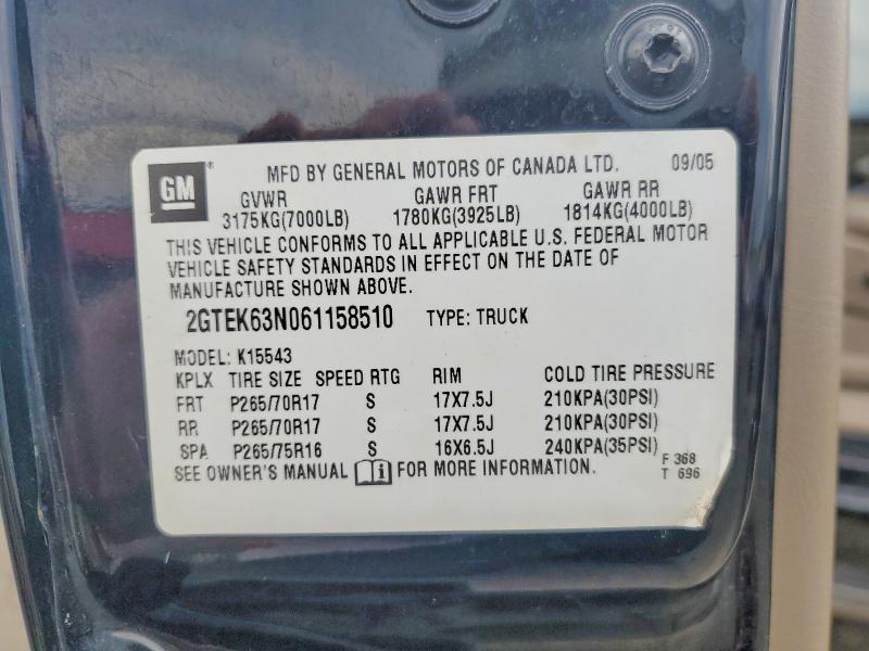 65286326 :رقم المزاد ، 2GTEK63N061158510 vin ، 2006 Gmc Sierra مزاد بيع