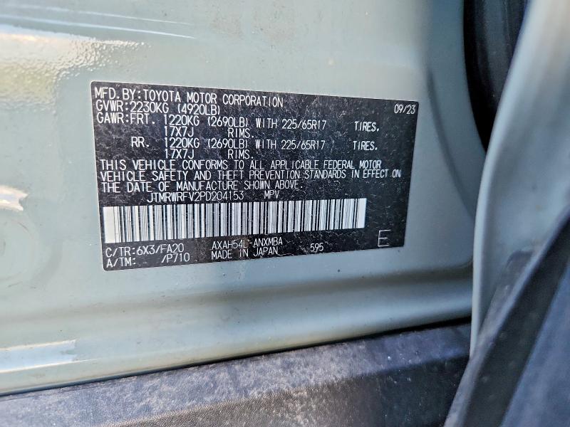 2023 Toyota Rav4 Hybrid მანქანა იყიდება აუქციონზე, vin: JTMRWRFV2PD204153, აუქციონის ნომერი: 65624876